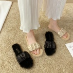 여성 2컬러 페이크 퍼 밴딩 슬리퍼 H1015 : 티엘컴퍼니