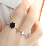 14K 원석 오닉스 산호석 도형 써클 반지 : 노엘이브