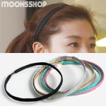 고무줄 머리띠 헤어밴드 별그대 늘어나는 밴딩머리띠 실버 골드 블랙 검정머리띠 운동머리띠 편한머리띠 세안머리띠 세안밴드 얇은머리띠 : 문스샵