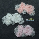 [기본3개] 진주 로즈와펜 부자재 장미 모티브  DIY옷리폼 의류부자재 꽃장식 브로치재료 : 주안레이스