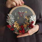 징글벨 핸드메이드 크리스마스 감성 데코소품 만들기 - 심플 프랑스자수 리스 DIY KIT 수업교구 : 이본느모건