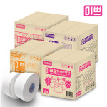 미쁘 꽃인쇄 2겹/3겹 무형광 업소용 천연 점보롤 화장지 16롤 : 아이에이