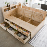 원목 보스코 수납 무헤드 평상형침대 프레임 슈퍼싱글 : e웰하우스