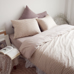 베이지체크(1cm)이불커버 아이방침구 여아이불 키즈 : 바이아미엣홈