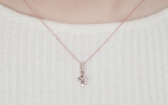 미니골드 김천주얼리 더블크로스 팬던트R 채널0.3체인 R(모줄)체인 목걸이  14K 18K PONM4016R NNKM4253R : 미니골드  김천점