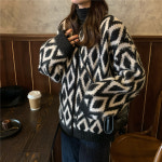 여성 블랙 앤 화이트 루즈핏 투포켓 집업 가디건 H2242 : 티에스컴퍼니