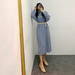 55~110 포근보들 슬릿 폴라 롱원피스(437) 빅사이즈 : BIGJEANS