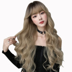 더끌림 긴머리 웨이브 헤어 패션 투톤 컬러 여성 통 가발 세트상품 : 가발위드