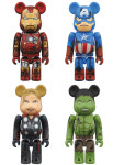 베어브릭  Avengers 어벤져스 어벤저스 마블 marvel Damage ver. 데미지 아이언맨/캡틴아메리카/헐크/토르 4종 세트 100% : 도쿄마켓