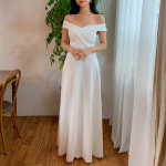 (S~2XL)셀프웨딩드레스 오프숄더 A라인 롱 피로연 스몰웨딩 2부드레스 : 페어립트- VERLIEBT