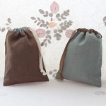 핸드메이드 린넨 배색 조리개 파우치 프랑스자수 스트링 파우치 : 에스타모스 estamos