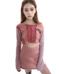 오드원아웃 odd one out Patch work knit crop_PINK : 올림픽세탁소