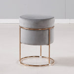 화장대스툴 등받이없는의자 벨벳 원형 스툴 푹신한 소형 작은 미니 보조 낮은 의자 : 블랑누보