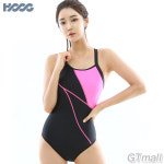 후그 HGWST1252 블랙핑크 탄탄이 로우컷 X-back 빅스트랩 여자 원피스 실내 수영복 + 브라 : 지티몰