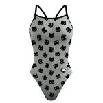 큐스윔 웨어 원피스 수영복 블랙 캣 스키니 스트랩(QSWIMWEAR BLACK CAT SKINNY STRAP) : 포텐슈