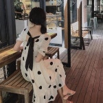 엠파이어 층층 밀크카우 도트 백스트랩 스커트원피스 : 봉보스