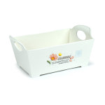 J0039/ 코스모스 다용도 꽃무늬 흰색 손잡이 소품 바스켓 바구니 소형 : 크린이오