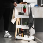 바퀴달린 수납 와이드 정리선반 식료품 미용실카트 작은공간 슬림 틈새 코너 이동식 국내생산 : 아토즈스토어