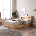 삼익가구 포텐 LED 4단 서랍형 USB 충전 수납 원목 헤드 호텔 침대 프레임 슈퍼싱글  매트리스 제외 : 삼익가구몰