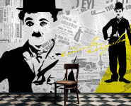 A150 찰리채플린 영화배우 팝아트 일러스트 빈티지 디자인 벽지 : 코코룸