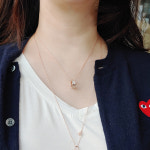 마랑제이 여성 핑크골드 큐빅 클로버 링 큐빅 실버 레이어드 포인트 목걸이 : 역삼라라