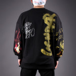 오버핏 플레임 핸드페인팅 프린트 기모 맨투맨 2COLOR : 다크팬덤