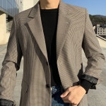 남자 하운드투스 체크 자켓 블레이져 마이 : 블루트