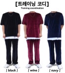벨벳 반팔 티셔츠 츄리닝 트레이닝 커플 세트 오버핏 (남녀공용) (3color) : 아트샵7