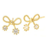 14k정품골드 큐티 리본 귀걸이 e-2106 : NR주얼리