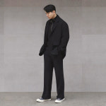 남자 오버핏 블레이저 코디 간절기 정장마이 3버튼 자켓 : 엘르가