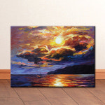 OP057 유화 황금구름과 바다 캔버스액자 : 벽시계