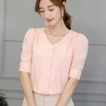 봄여름 트렌디한 솔리드셔츠 패션 셔츠 슬림핏 블라우스 : 라이프앤지니