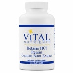 Vital Nutrients Betaine HCL Pepsin Gentian Root 바이탈 뉴트리언트 베타인 펩신 용담 뿌리 225정 : HEYUS