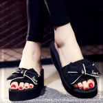 스타일 잇템 샤방샤방 러블리 리본 여성 통굽 실내화 슬리퍼 미용실 신발 네일매장 : 스타일 잇템