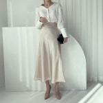 새틴 하이웨스트 인어 머메이드 훌 롱스커트 : 에이미살롱