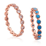 14K 18K 큐빅 터키석 레이스 반지 레이어드 : 앨리스앤코