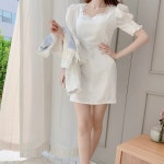 레이스 스퀘어 볼륨 퍼프 원피스 : 몽아미