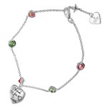 【실버925】 GUCCI 502150 J2874 8522 구찌 블라인드 포 러브 팔찌 이탈리아 스털링 실버 & 그린 & 핑크 지르코니아 : 럭셔리코리아