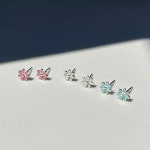 (무배 / 실버925) all silver 미니 컬러 플라워샤워 은귀걸이 : 키스래빗