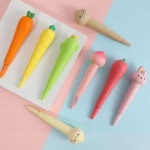 스퀴시 볼펜 6종 [동물 과일 캐릭터 젤펜 토끼 당근 파인애플 만두 선인장 복숭아 펜] : 갓샵 GODSHOP