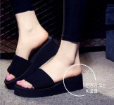 굽있는슬리퍼 여행용 교사용 회사 가벼운 사무실 굽높은 미용실 일자통굽 여성 룸 슬리퍼 : 쑨마켓