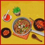 우동 부대찌개 소시지 핫도그 돈까스 생선까스 짜장 볶음면 꼬치 곱창 식당 파르텔 음식 벽지 시트지 롤스크린 유리 문 : 으뜸데코