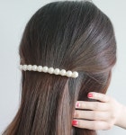 진주삔 헤어 롱핀 머리핀 여성 진주 자동핀 : COCO날다