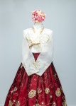 한복대여 나들이한복 금장 장미꽃수 빨간치마 여자 퓨전한복 : 나들이한복