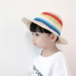 알록 달록 밀짚 모자 1컬러 나들이 여아 남아 바캉스 니트 벙거지 여름  비치 페도라 해변 : 베베아꽁