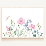 들판의 꽃 장식 잠자리 풍경 보타니컬 식물 그림 A5 포스터 : 로얄블루아트샵
