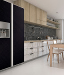 현대시트 포인트 펄 블랙 메탈 냉장고 리폼 싱크대 시트지 인테리어필름 시공 MS716 : 에코필름