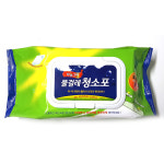 하늘그린 물걸레청소포 30매X4팩(30X20cm)+청소솔 베이킹소다 화학 성분 최소화 : 바나나사과