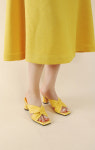[부티크헤르원] 옐로우체크_앤젤 X스트랩 뮬 슬리퍼 샌들 _ Angel X Strap Mule Slipper Sandal _ Yellow check version 20SS : 부티크... 