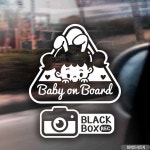 자동차스티커 BABYONBOARD세모토끼여 블랙박스 화이트차량용스티커/차량용스티커주문제작/차량스티커/자동차스티커제작/아기차량스티커... 